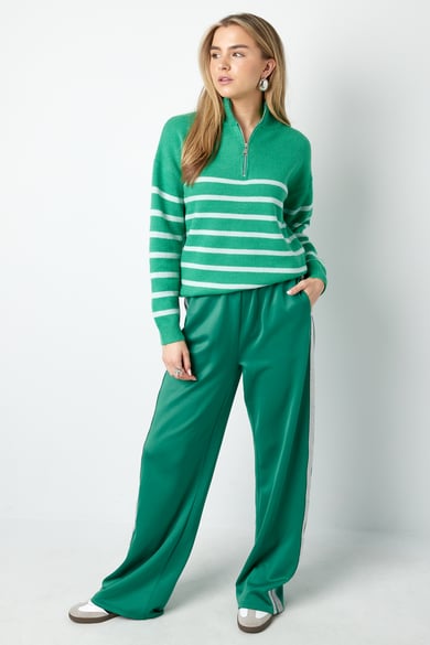 Knitted sweater stripes with zipper - beige black - SM h5 Picture8